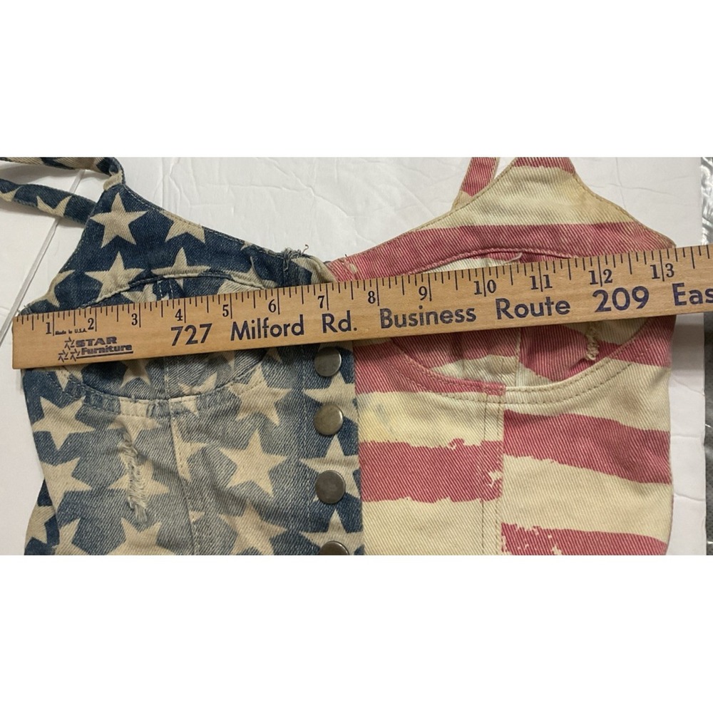 36point5 Distressed Denim‎ American Flag Snap Front Bustier Corset Halter Top Sm - Picture 6 of 8